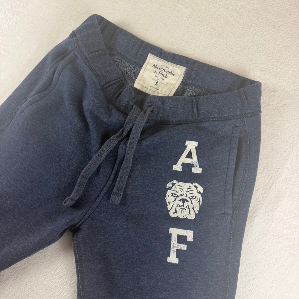 Abercrombie & Fitch Sweatpants Vintage Jogger Mens S Blue Bulldog Graphic